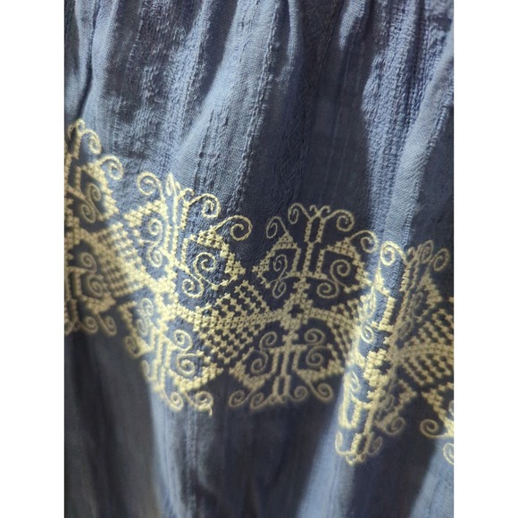 Tory Burch Blue Embroidered Off The Shoulder Dress - Picture 4 of 5